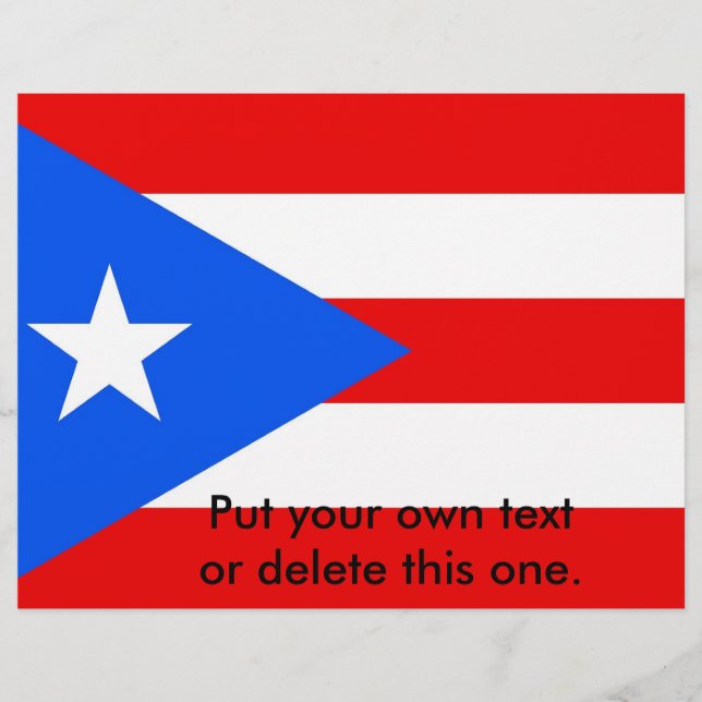 Prospectus 21,6 Cm X 24,94 Cm Circulaire avec Drapeau de Porto Rico, États-Unis (Devant)