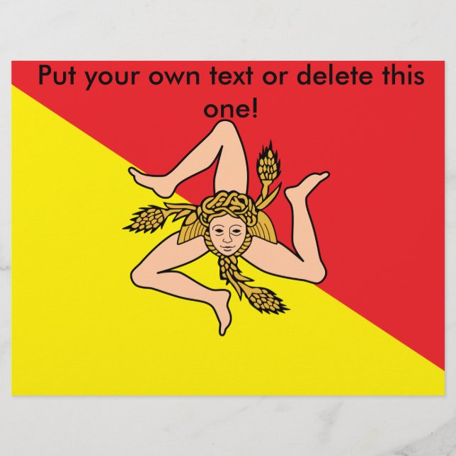 Prospectus 21,6 Cm X 24,94 Cm Circulaire avec Drapeau de Sicile, Italie (Devant)