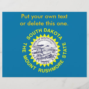 Prospectus 21,6 Cm X 24,94 Cm Circulaire avec drapeau du Dakota du Sud, États-Un