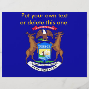 Prospectus 21,6 Cm X 24,94 Cm Circulaire avec drapeau du Michigan, États-Unis