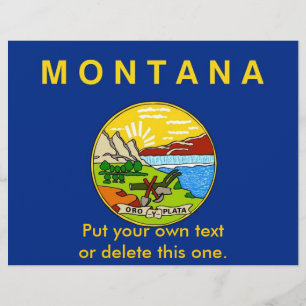 Prospectus 21,6 Cm X 24,94 Cm Circulaire avec Drapeau du Montana, U.S.A.