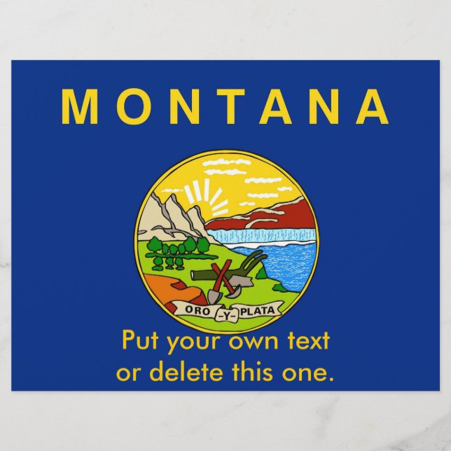 Prospectus 21,6 Cm X 24,94 Cm Circulaire avec Drapeau du Montana, U.S.A. (Devant)