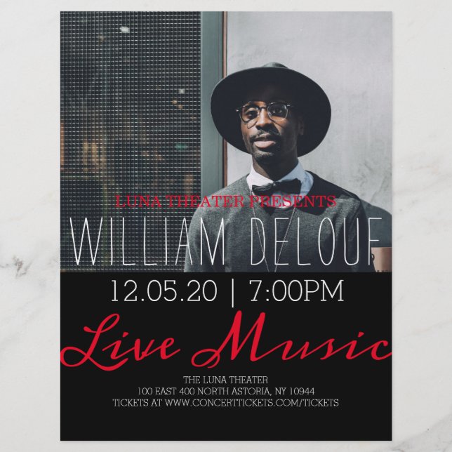 Prospectus 21,6 Cm X 24,94 Cm Circulaire Concert en direct (Devant)