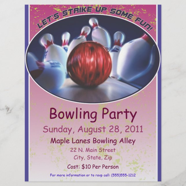Prospectus 21,6 Cm X 24,94 Cm Circulaire de Bowling (Devant)