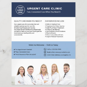 Prospectus 21,6 Cm X 24,94 Cm Clinique Médicale Soins Urgents Logo QR personnali