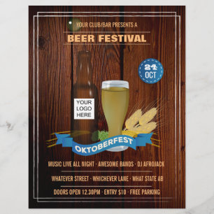 Prospectus 21,6 Cm X 24,94 Cm Club/Pub/Entreprise Oktoberfest ajouter un logo pe