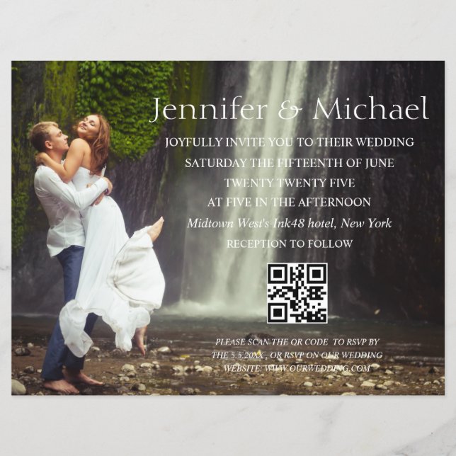 Prospectus 21,6 Cm X 24,94 Cm code qr budget faire-part de mariage photo rsvp (Devant)