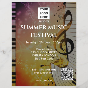 Prospectus 21,6 Cm X 24,94 Cm Code QR et logo du festival de musique d'été