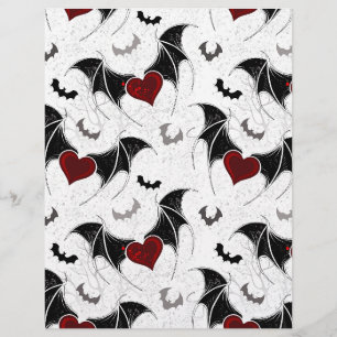 Prospectus 21,6 Cm X 24,94 Cm Coeur d'Halloween avec ailes de chauve-souris noir