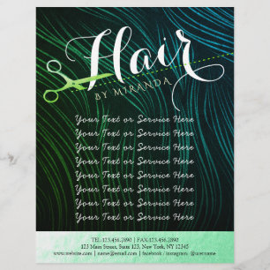 Prospectus 21,6 Cm X 24,94 Cm Coiffeuse Coiffeuse Beauté Green Ciseaux Or