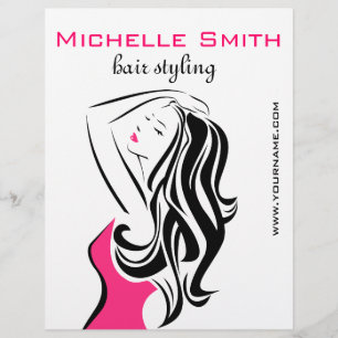 Prospectus 21,6 Cm X 24,94 Cm Coiffure de fille de mode féminine noire et rose