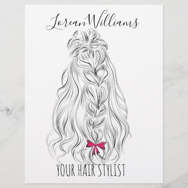 Prospectus 21,6 Cm X 24,94 Cm Coiffure moderne Noir Blanc Vave Cheveux Rose Bow (Devant)