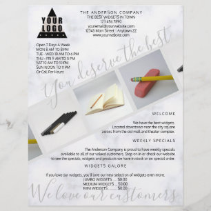 Prospectus 21,6 Cm X 24,94 Cm Collage photo 3 asymétrique en marbre de votre log