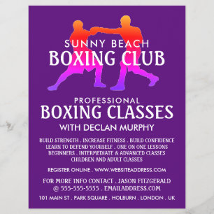 Prospectus 21,6 Cm X 24,94 Cm Colorful Boxing Match, Boxing Class Advert Flyer