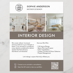 Prospectus 21,6 Cm X 24,94 Cm Concepteur de marketing d'intérieur moderne Blanc 
