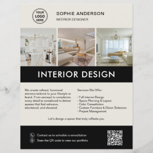 Prospectus 21,6 Cm X 24,94 Cm Concepteur d'intérieur moderne Marketing Neutre No