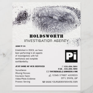 Prospectus 21,6 Cm X 24,94 Cm Conception d'empreintes digitales, Inspecteur priv