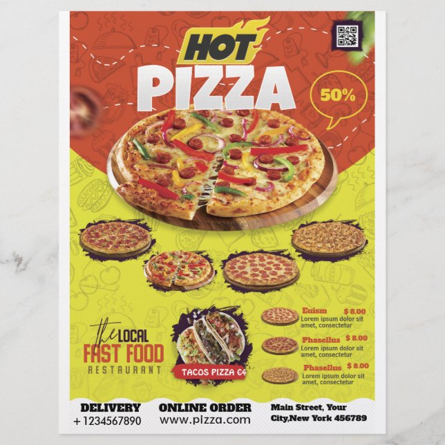 Prospectus 21,6 Cm X 24,94 Cm Conception du prospectus d'achat de pizza (Devant)
