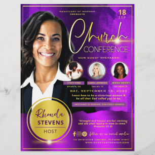 Prospectus 21,6 Cm X 24,94 Cm Conférence professionnelle Gold & Purple Church