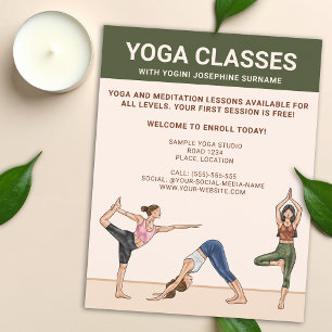 Prospectus 21,6 Cm X 24,94 Cm Cours de yoga Professeur de yoga Leçons de méditat
