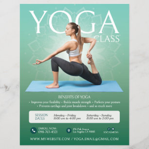 Prospectus 21,6 Cm X 24,94 Cm Cours Studio d'instructeur de yoga vert Circulaire