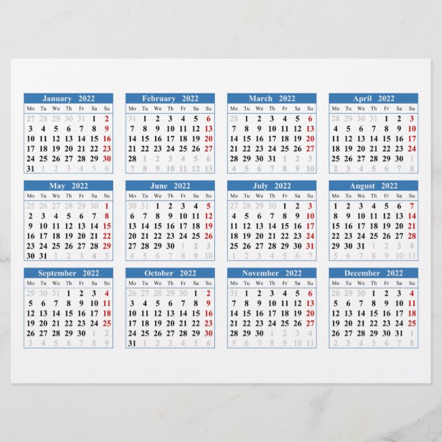 Prospectus 21,6 Cm X 24,94 Cm Créez votre propre calendrier 2022 (Devant)