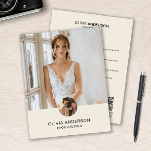 Prospectus 21,6 Cm X 24,94 Cm Crème de QR de photo personnalisée moderne pour ph