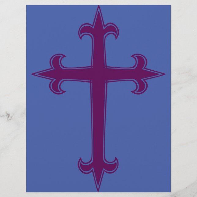 Prospectus 21,6 Cm X 24,94 Cm Croix chrétienne pourpre (Devant)