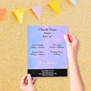 Prospectus 21,6 Cm X 24,94 Cm Croix violette Il Est Terminé Pâques Rejoignez-Nou