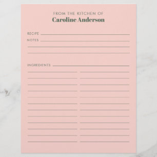 Prospectus 21,6 Cm X 24,94 Cm De La Cuisine Moderne Rose Vert Recette Personnali