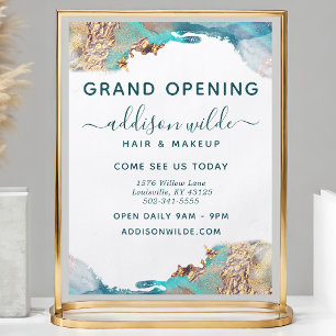 Prospectus 21,6 Cm X 24,94 Cm Dépliant commercial aquarelle bleu et or abstrait