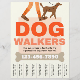 Prospectus 21,6 Cm X 24,94 Cm Dépliant de service de marchette de chien avec ban