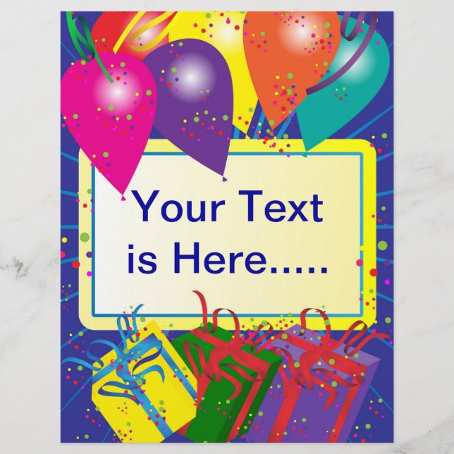 Prospectus 21,6 Cm X 24,94 Cm Design de fête d'anniversaire (Devant)