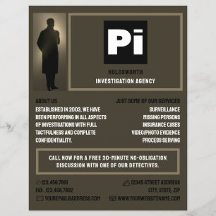 Prospectus 21,6 Cm X 24,94 Cm Détective Logo, détective privé enquêteur
