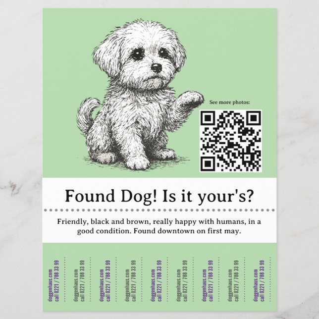 Prospectus 21,6 Cm X 24,94 Cm Dog Flyer Template Tear Off  (Devant)