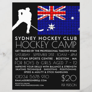 Prospectus 21,6 Cm X 24,94 Cm Drapeau australien, Joueur de hockey, Publicité de