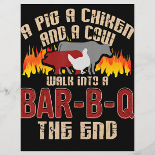 Prospectus 21,6 Cm X 24,94 Cm Drôle Cochon Poulet Barre de Vache B Q Barbecue Ch