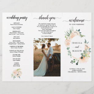 Prospectus 21,6 Cm X 24,94 Cm Editable Fleur Jolie Triplé Programme de mariage