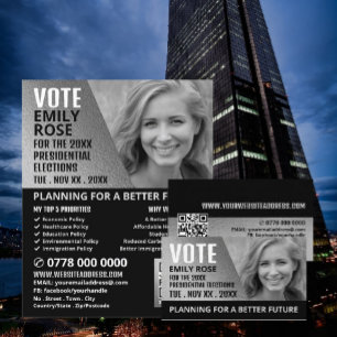 Prospectus 21,6 Cm X 24,94 Cm Effet Silver Foil Campagne politique Advert