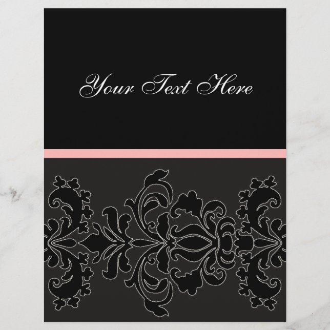 Prospectus 21,6 Cm X 24,94 Cm Elégant Flyer noir DAMASK (Devant)