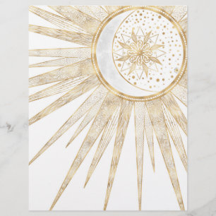 Prospectus 21,6 Cm X 24,94 Cm Elegant Gold Doodles Sun Moon Mandala Design
