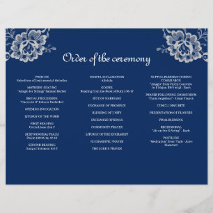 Prospectus 21,6 Cm X 24,94 Cm Elégante dentelle florale sur Mariage bleu marine