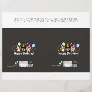 Prospectus 21,6 Cm X 24,94 Cm emballage de barre de bonbons joyeux anniversaire 