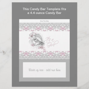 Prospectus 21,6 Cm X 24,94 Cm Emballage de barre de bonbons pour Baby Shower ros