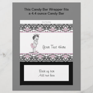 Prospectus 21,6 Cm X 24,94 Cm Emballage de barre de bonbons pour Baby Shower Ros