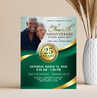 Prospectus 21,6 Cm X 24,94 Cm Emerald Green & Gold Church Anniversary Flyer
