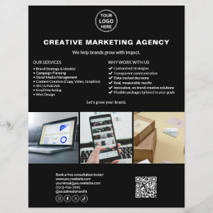 Prospectus 21,6 Cm X 24,94 Cm Entreprise de marketing de QR de photo de logo per