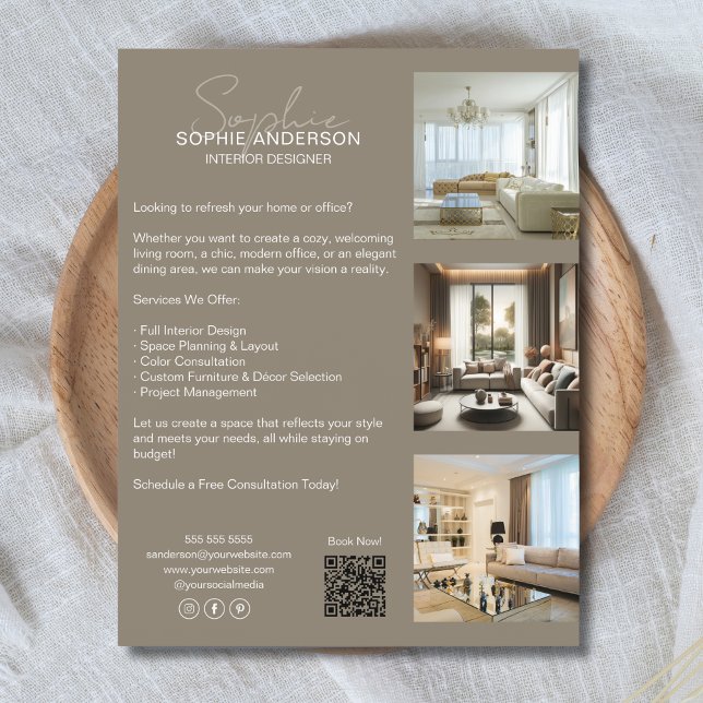 Prospectus 21,6 Cm X 24,94 Cm Entreprise professionnelle moderne (Modern Professional Taupe Business Flyer)