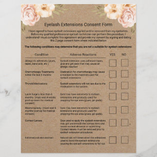 Prospectus 21,6 Cm X 24,94 Cm Eyelash Extension Liability Waiver