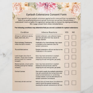 Prospectus 21,6 Cm X 24,94 Cm Eyelash Extension Liability Waiver Elegant Ivory